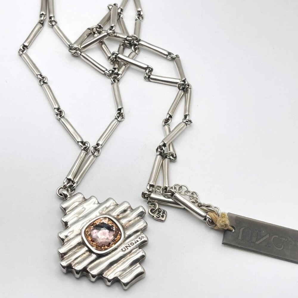 NWT Uno De 50 Bossy Waterfalls Necklace Pink Crystal Silver Plated Links chain - Picture 16 of 16